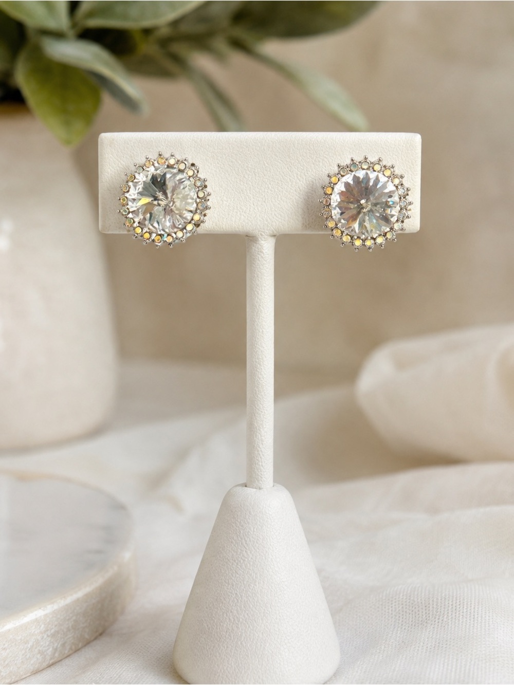Sterling Silver Crystal Earrings 925 as shown in photo